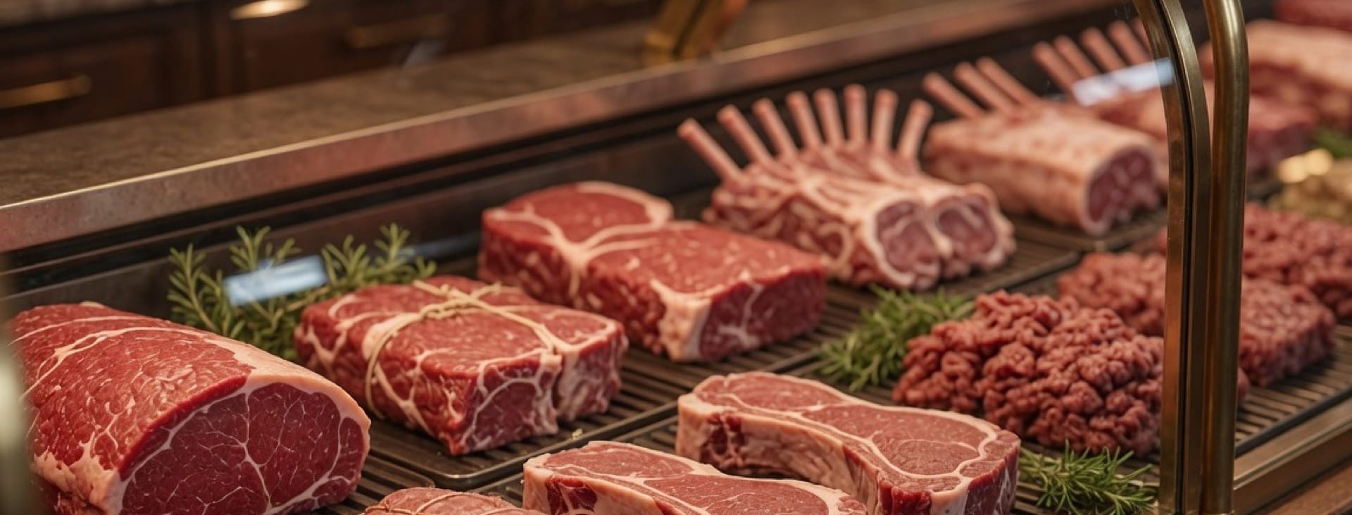 The Brandt and Sons display counter filled with cuts of meat